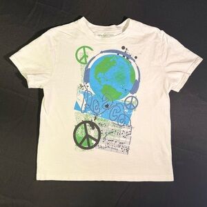 Unisex White Peace Graphic Kids T-Shirt